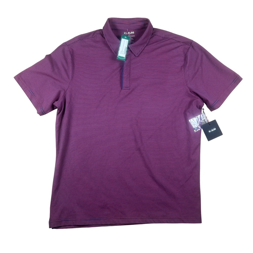 01.Algo Arrieta Microstripe Performance Polo Shirt Mens‎ XL Red Navy Stitch Fix